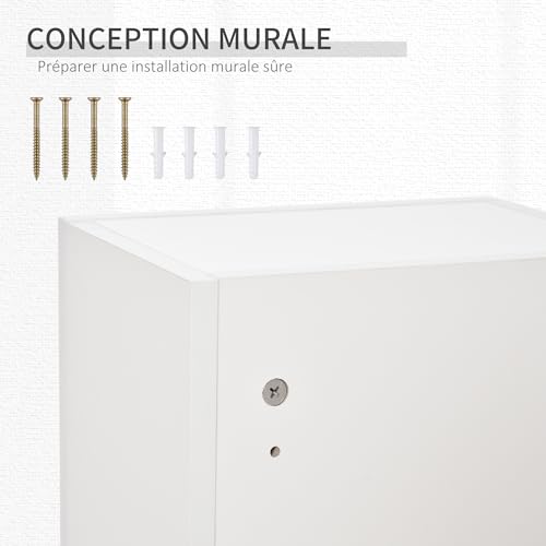 kleankin Wall Mounted Medicine Cabinet with Lock, 5 Shelves and Adjustable Shelves, Wood and Glass, White, 30 x 20 x 70 cm - Image 10