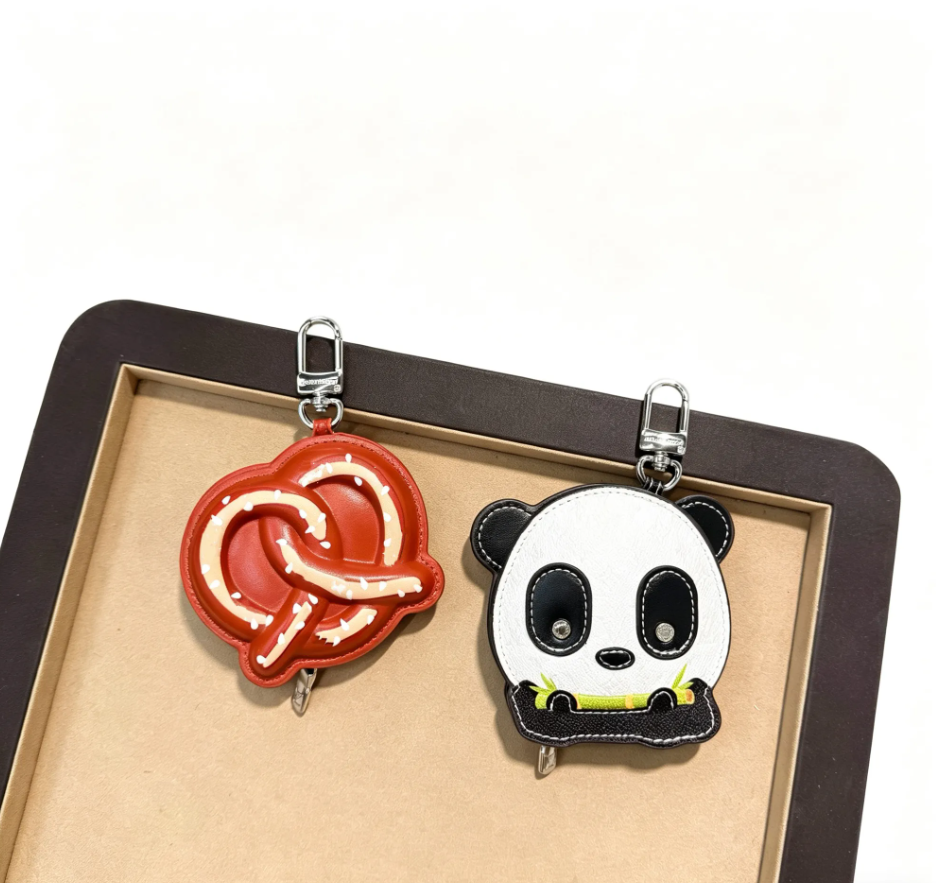Fashion Panda Key Wallet Purses for Women Girls Brand Bretzel Pouch Purses Mini Leather Zipper Wallets Coin Change Pouch Key Men Taiyaki Pouch Bags Keychain Charms - Image 3