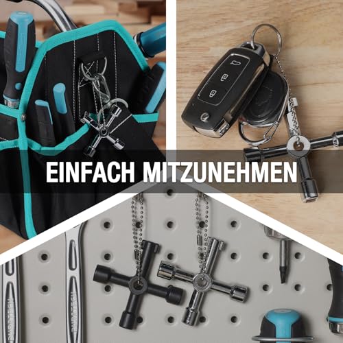 DURATECH 2-Piece 4-Way Multifunctional Utilities Key, Universal Cross Control Cabinet, Zinc Alloy, Multifunctional Key for Control Cabinets, Water Meter, Valve - Image 20