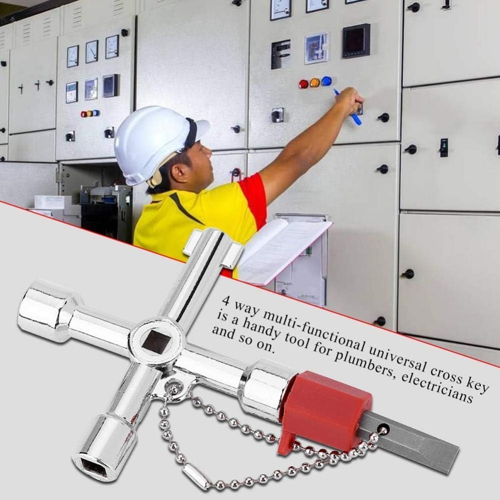ElevaPulse Pack of 2 4-Way Multifunctional Control Cabinet Keys for Electric Water Gas Meter Box Cabinet Open, Universal 4-Way Key, Silver, Universal Key - Image 7