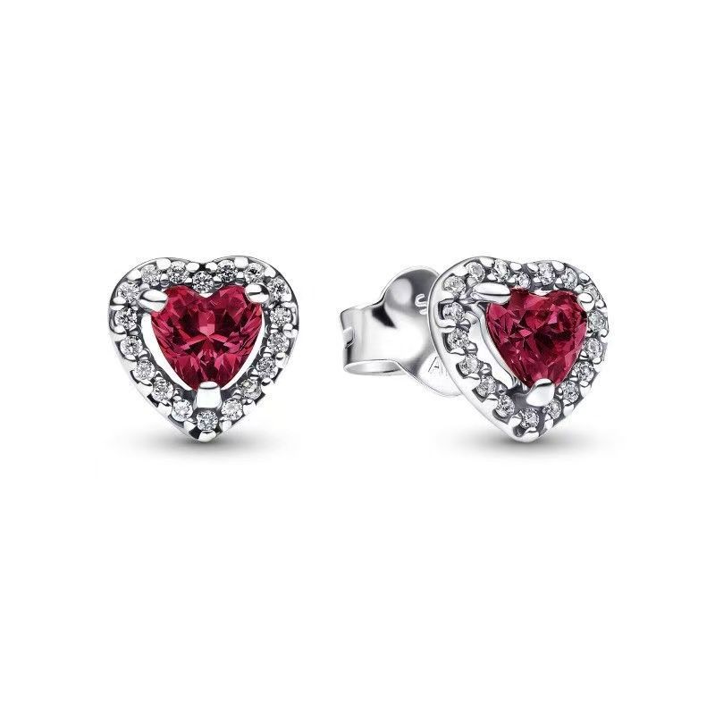 luxury brand key designer pendant necklace earrings stud jewelry set S925 silver red crystal stone lucky keys choker necklaces ear rings earring - Image 4