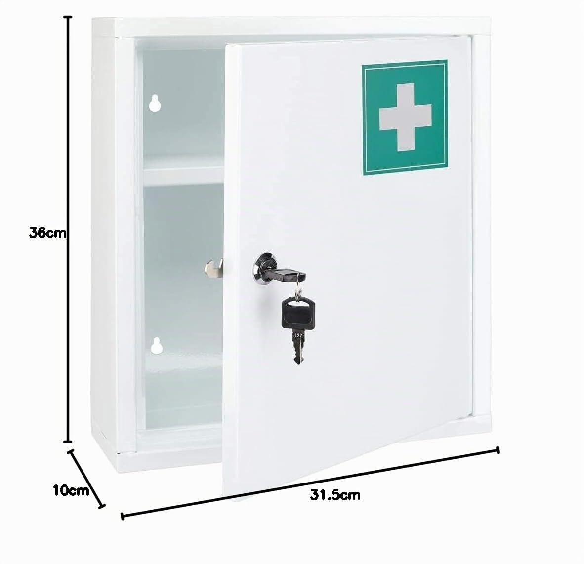 Haushalt International Unbekannt Medicine Cabinet, Steel, 31.5 x 10 x 36 cm, White - Image 3
