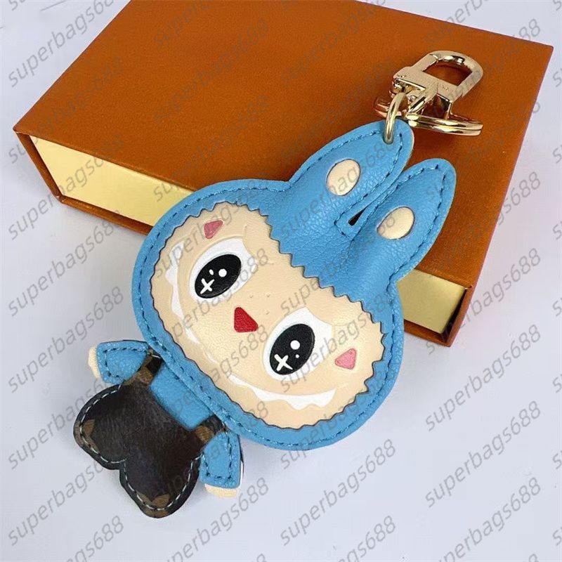 Labubu Doll Keychain Key Ring Designer Bag Charm Cute Fashion Leather Pendant Bag Decor Accessory With Bogs - Image 2