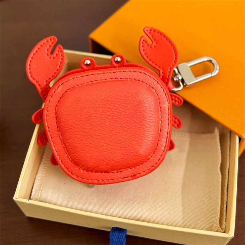 designer charm Leather Keychains Crab Designer Bag Charm For Women Key chains Fashion Mini Coin Purse - Image 2