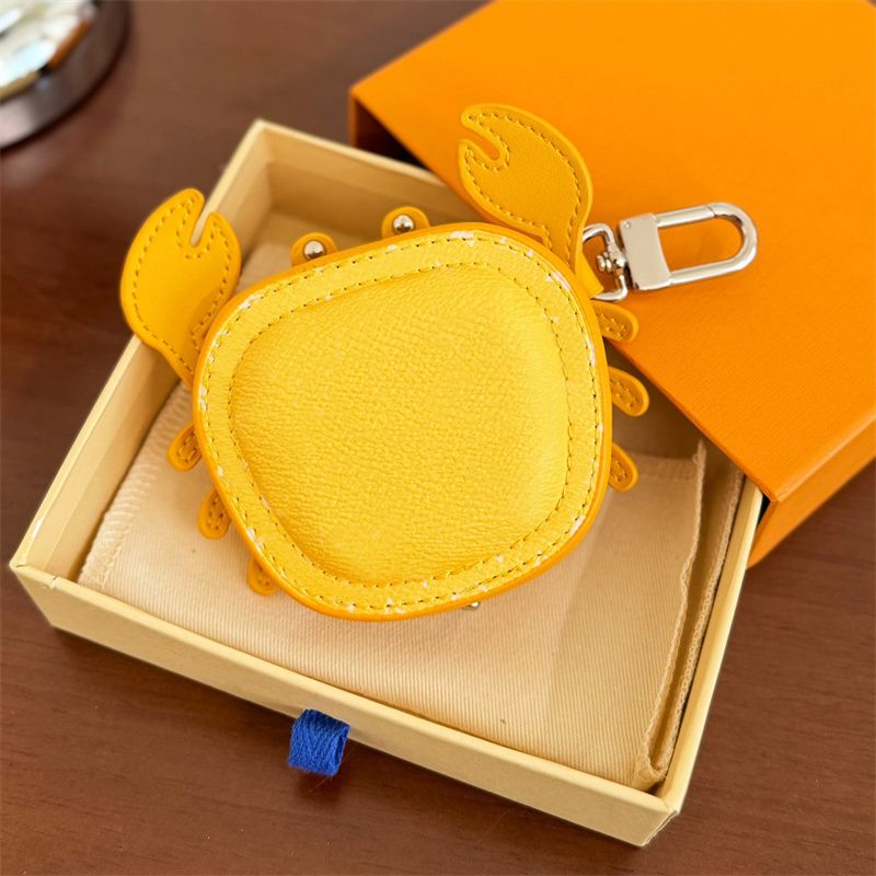 designer charm Leather Keychains Crab Designer Bag Charm For Women Key chains Fashion Mini Coin Purse - Image 3