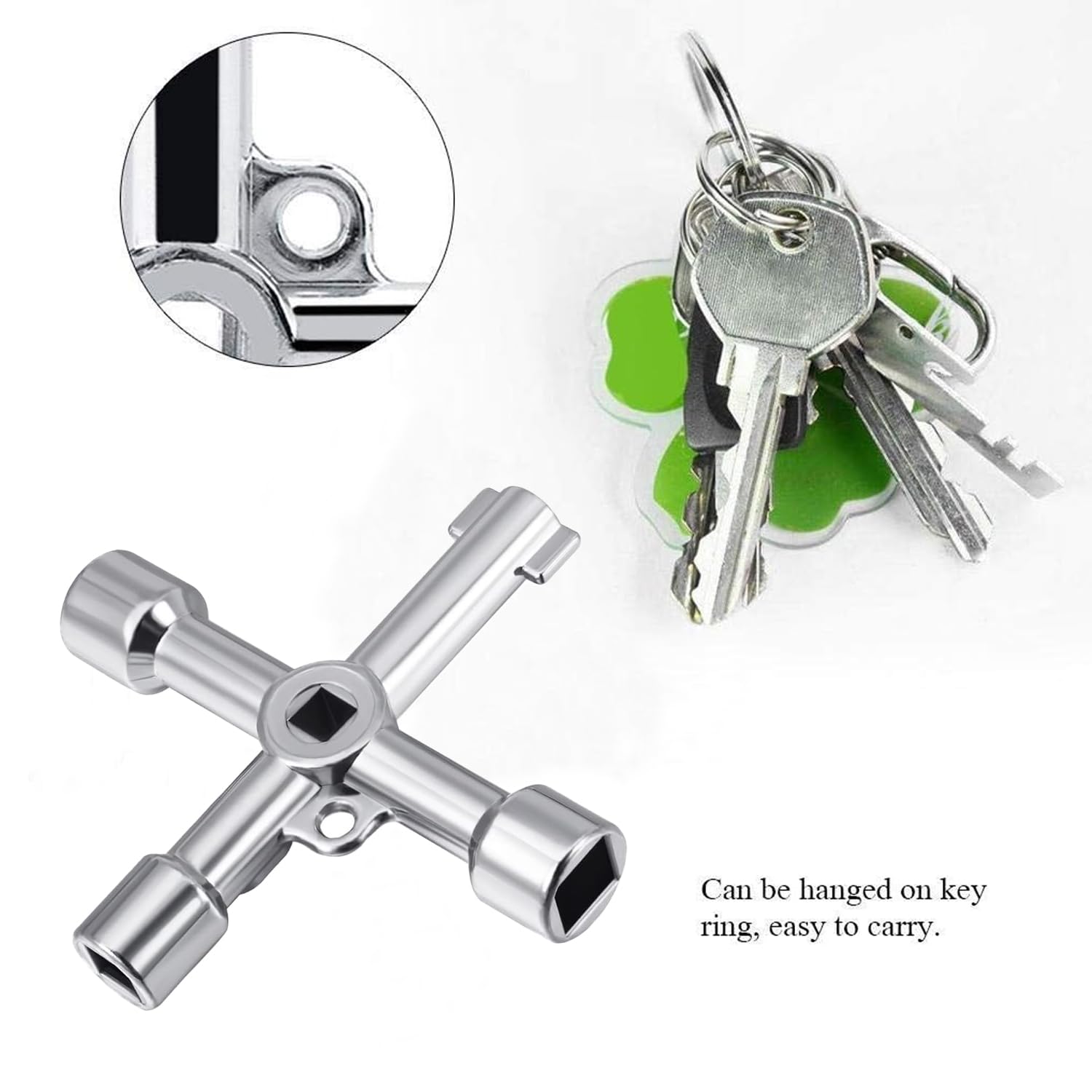 2 x Control Cabinet Keys, Universal Keys, Bleed Key for Radiator, 4-Point Key, Multifunctional Control Cabinet Key, Universal 4-Way Key, Silver, (WNBS) - Image 2