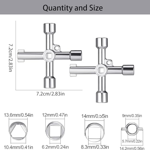 2 x Control Cabinet Keys, Universal Keys, Bleed Key for Radiator, 4-Point Key, Multifunctional Control Cabinet Key, Universal 4-Way Key, Silver, (WNBS) - Image 13