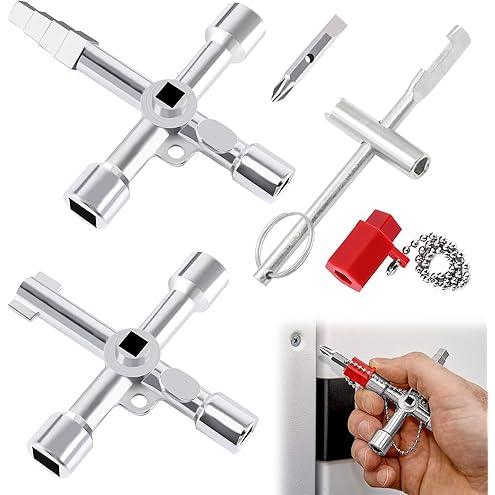 Pack of 2 Control Cabinet Keys, 4-Way Multifunctional Key, Universal Control Cabinet Key, Zinc Alloy, for Electric Water Gas Meter Box, Cabinet Opening Keys, Silver, XB02 - Image 10