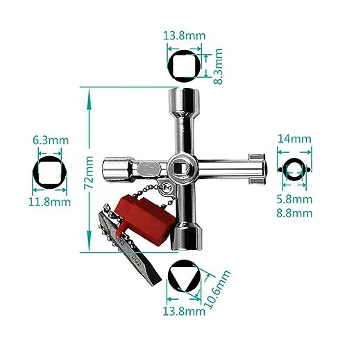 Pack of 2 Control Cabinet Keys, 4-Way Multifunctional Key, Universal Control Cabinet Key, Zinc Alloy, for Electric Water Gas Meter Box, Cabinet Opening Keys, Silver, XB02 - Image 15