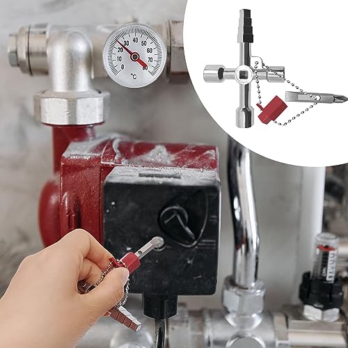 Pack of 2 Control Cabinet Keys, 4-Way Multifunctional Key, Universal Control Cabinet Key, Zinc Alloy, for Electric Water Gas Meter Box, Cabinet Opening Keys, Silver, XB02 - Image 19