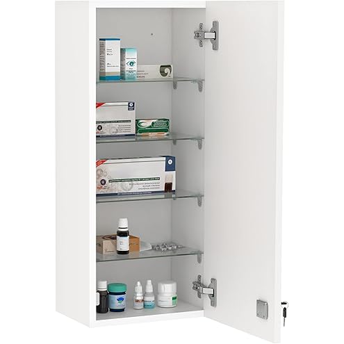kleankin Medicine Cabinet with 2 Shelves and 3 Levels 20L x 12W x 58H cm Stainless Steel Cross Symbol Tempered Glass Door - Image 8