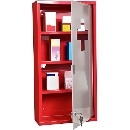 kleankin Medicine Cabinet with 2 Shelves and 3 Levels 20L x 12W x 58H cm Stainless Steel Cross Symbol Tempered Glass Door - Image 10