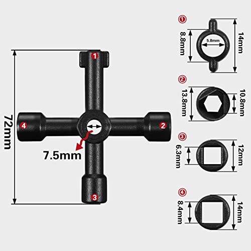 Pack of 2 4-Way Multifunctional Utilities Keys for Electric Water Gas Meter Box Cabinet Open Keys, Multifunctional Control Cabinet Key, Universal 4 Way, Black - Image 13