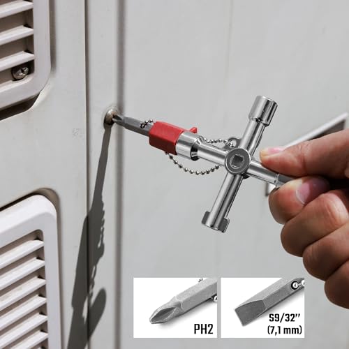DURATECH 4 Way Multifunctional Utilities Key with Bit, Universal Cross Control Cabinet, Zinc Alloy, Multifunctional Key for Control Cabinets, Water Meter, Valve - Image 21