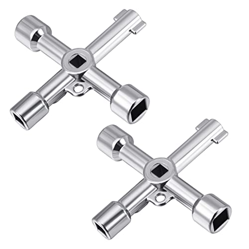 Pack of 2 4-Way Multifunctional Utilities Keys for Electric Water Gas Meter Box Cabinet Open Keys, Multifunctional Control Cabinet Key, Universal 4-Way Key, Silver - Image 15