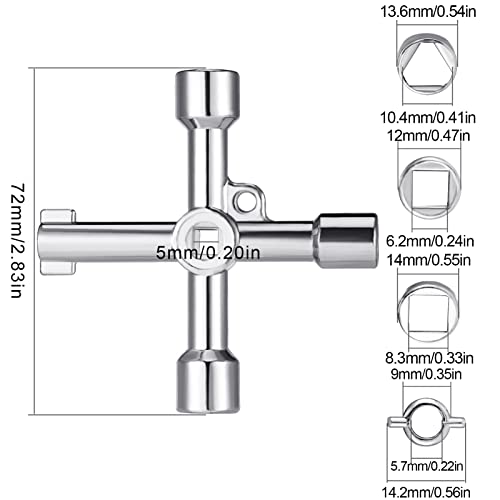 Pack of 2 4-Way Multifunctional Utilities Keys for Electric Water Gas Meter Box Cabinet Open Keys, Multifunctional Control Cabinet Key, Universal 4-Way Key, Silver - Image 16