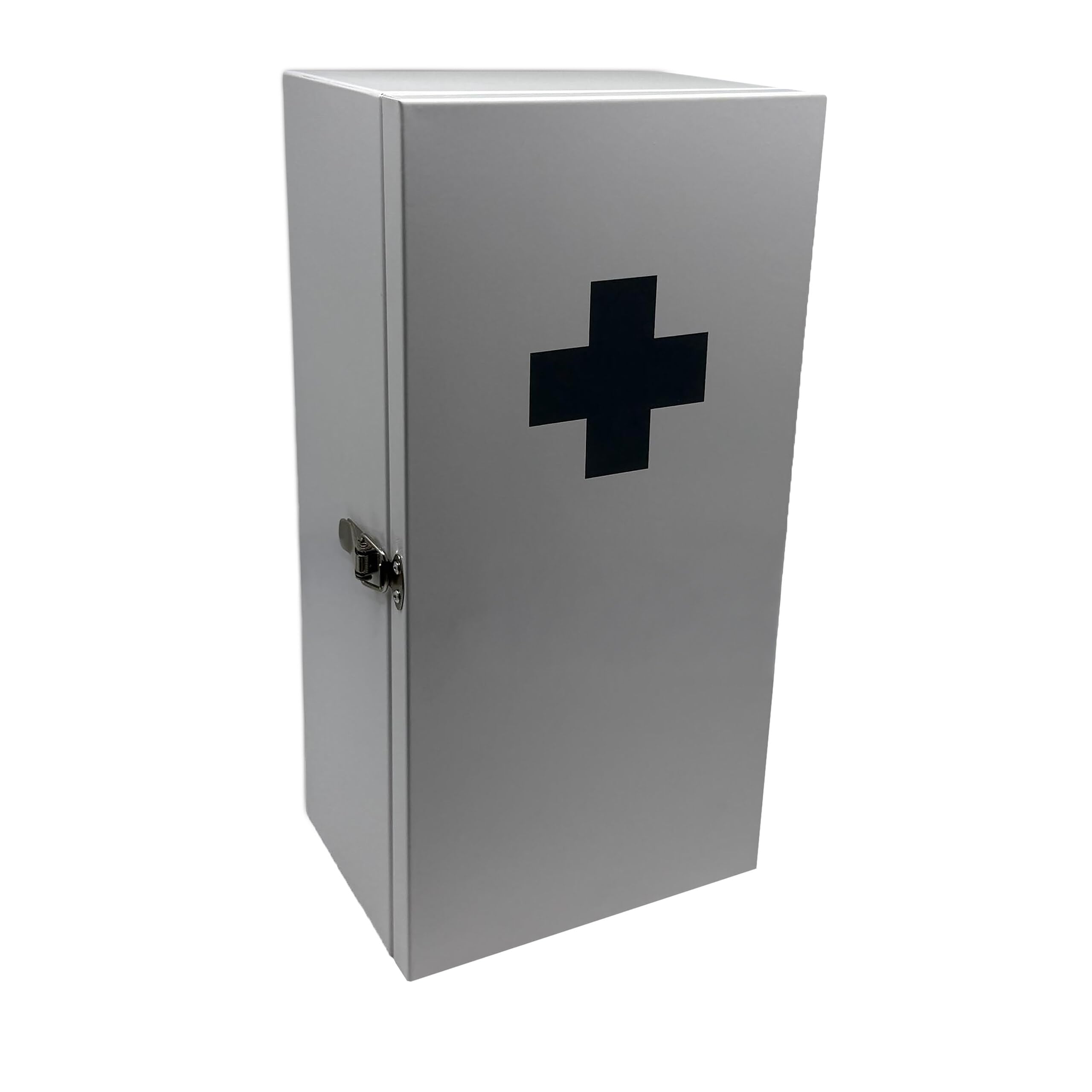 Relaxdays Medicine Cabinet, 3 Compartments, H x W x D: 42 x 21 x 15.5 cm, Wall Mounted, White/Grey - Image 1