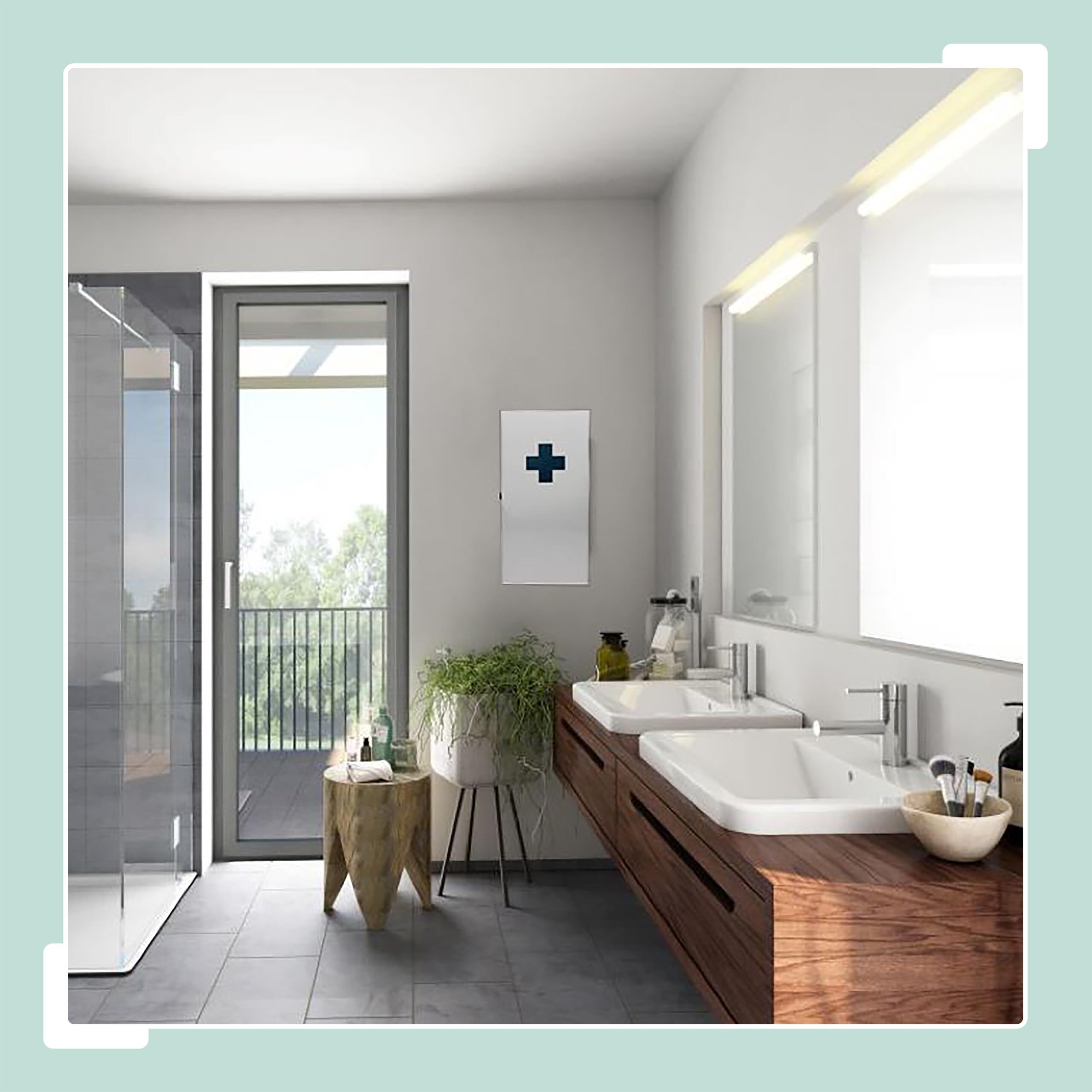 Relaxdays Medicine Cabinet, 3 Compartments, H x W x D: 42 x 21 x 15.5 cm, Wall Mounted, White/Grey - Image 2
