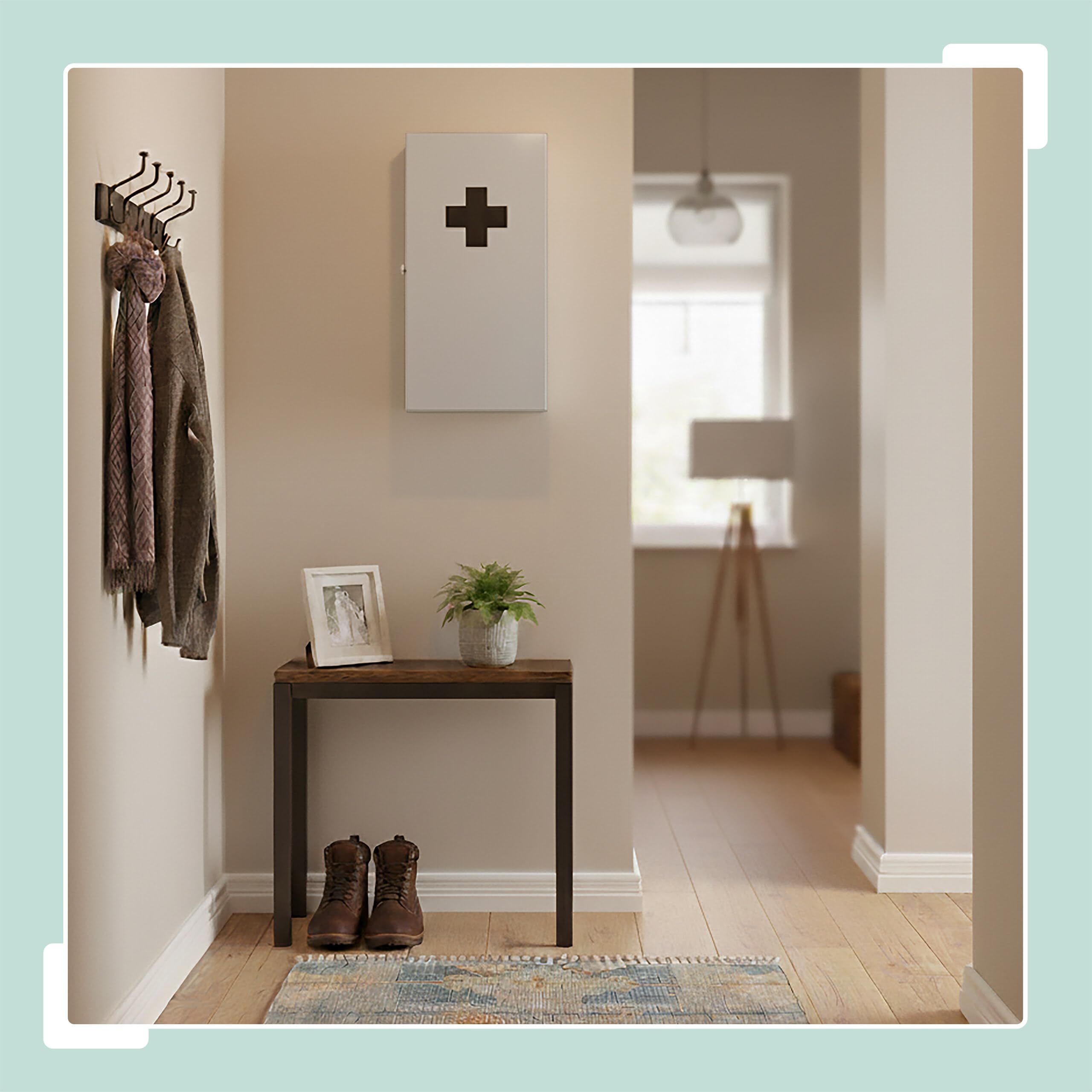Relaxdays Medicine Cabinet, 3 Compartments, H x W x D: 42 x 21 x 15.5 cm, Wall Mounted, White/Grey - Image 3