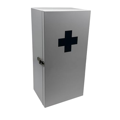 Relaxdays Medicine Cabinet, 3 Compartments, H x W x D: 42 x 21 x 15.5 cm, Wall Mounted, White/Grey - Image 7