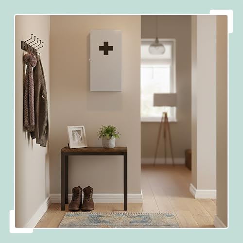 Relaxdays Medicine Cabinet, 3 Compartments, H x W x D: 42 x 21 x 15.5 cm, Wall Mounted, White/Grey - Image 10