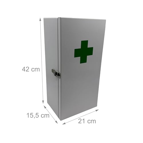 Relaxdays Medicine Cabinet, 3 Compartments, H x W x D: 42 x 21 x 15.5 cm, Wall Mounted, White/Green - Image 9