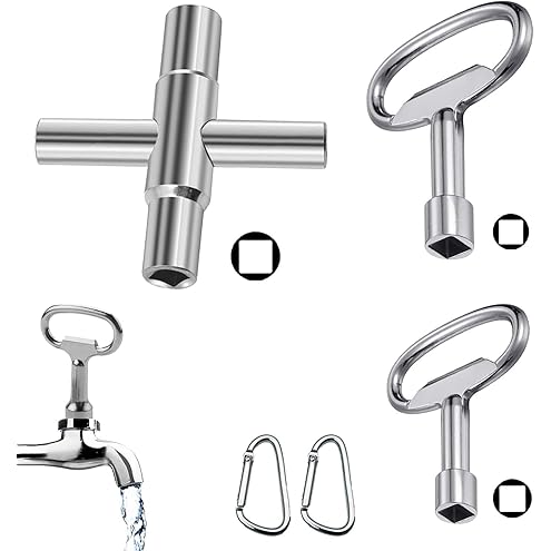 Universalschlüssel Set, Schaltschrankschlüssel Metall, 10 Stk | Bauschlüssel, 4 Kant Schlüssel, Heizung Entlüftungsschlüssel, Dreikantschlüssel, Kreuzschlüssel - Image 12