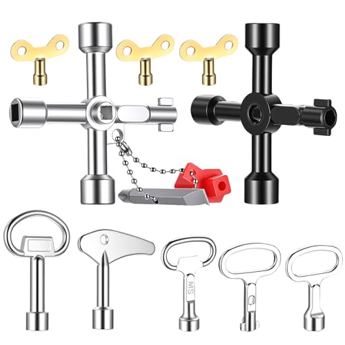 Universalschlüssel Set, Schaltschrankschlüssel Metall, 10 Stk | Bauschlüssel, 4 Kant Schlüssel, Heizung Entlüftungsschlüssel, Dreikantschlüssel, Kreuzschlüssel - Image 13
