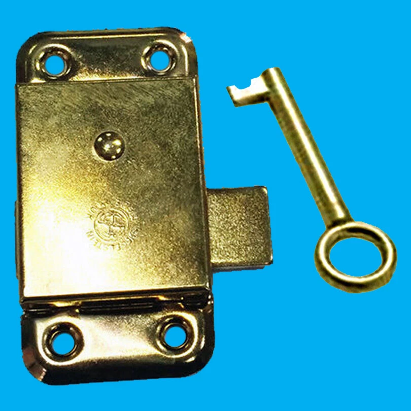 1x 3 Zoll Messing Türschloss & Schlüssel für Kleiderschrank Schrank Schrank Schreibtisch Schublade - Image 1