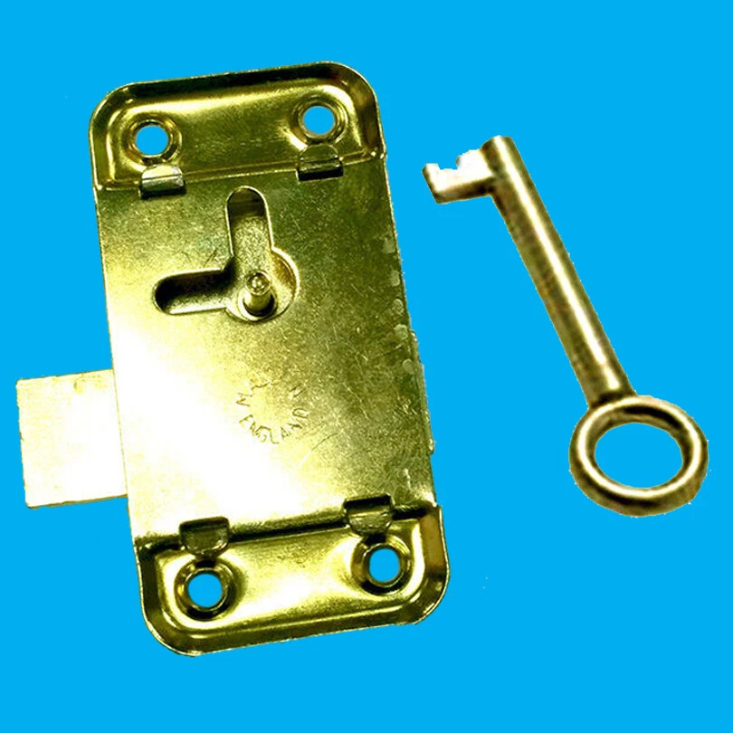 1x 3 Zoll Messing Türschloss & Schlüssel für Kleiderschrank Schrank Schrank Schreibtisch Schublade - Image 2