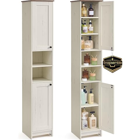 ANWBROAD SBC012W Bathroom Column Cabinet Storage Unit with Adjustable Shelves, 2 Drawers, Compartments, for Living Room, Kitchen, 30 x 60 x 180 cm, White - Image 13