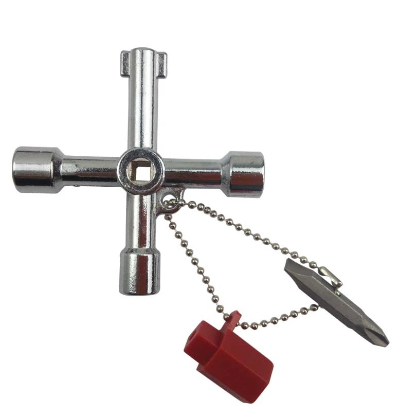 Schaltschrank-Schlüssel, Vierkant, Dreikant, Doppelbart, Heizung, Chrom, 2 Bits  | eBay.de - Image 1