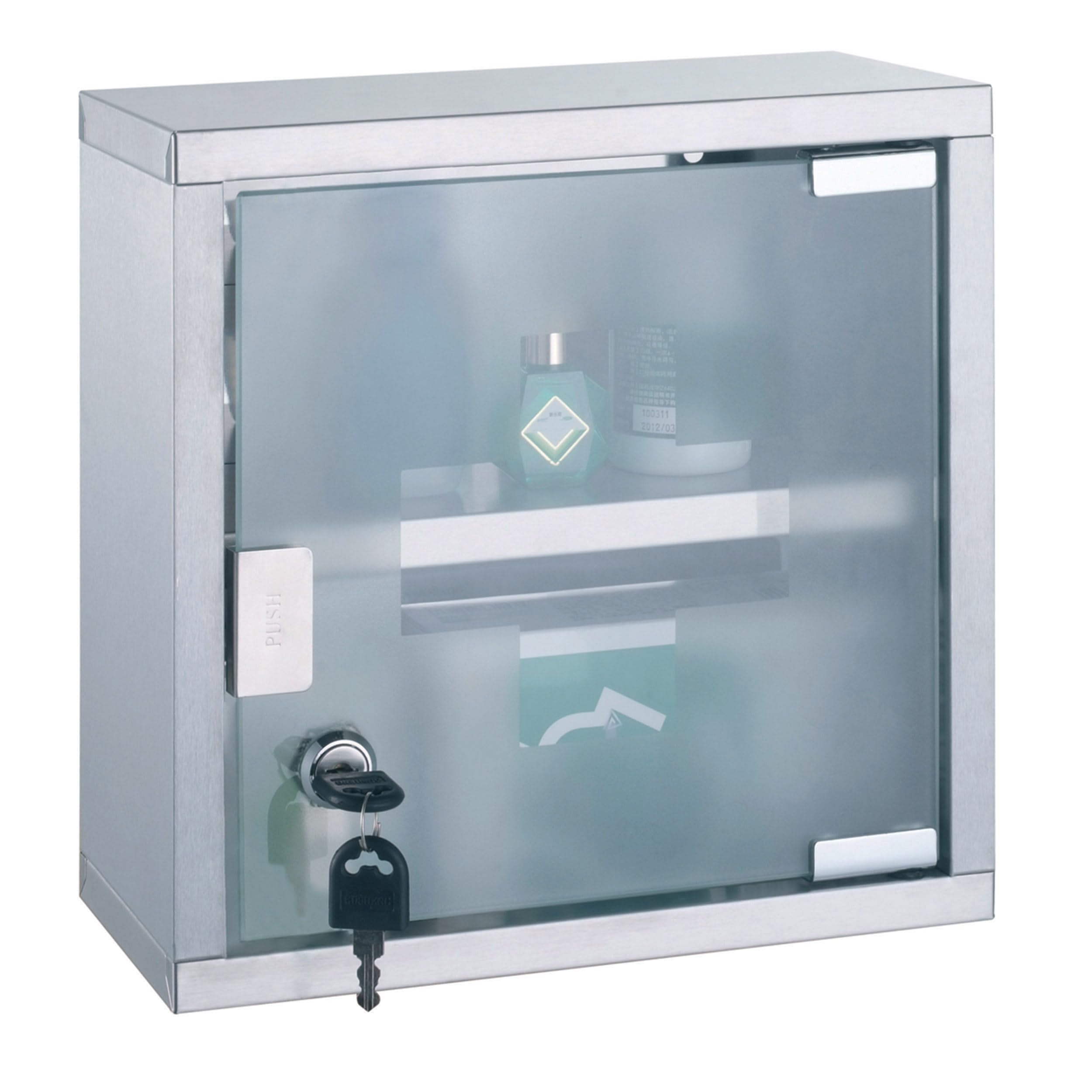 MSV Medicine Cabinet with Key Steel & Stainless Steel Glass, Grey - Image 4