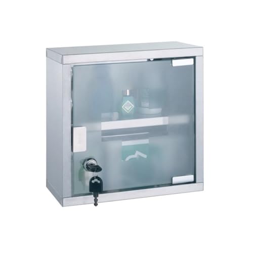 MSV Medicine Cabinet with Key Steel & Stainless Steel Glass, Grey - Image 6