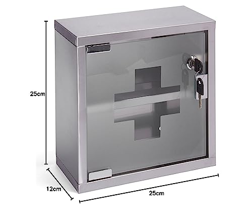 MSV Medicine Cabinet with Key Steel & Stainless Steel Glass, Grey - Image 8