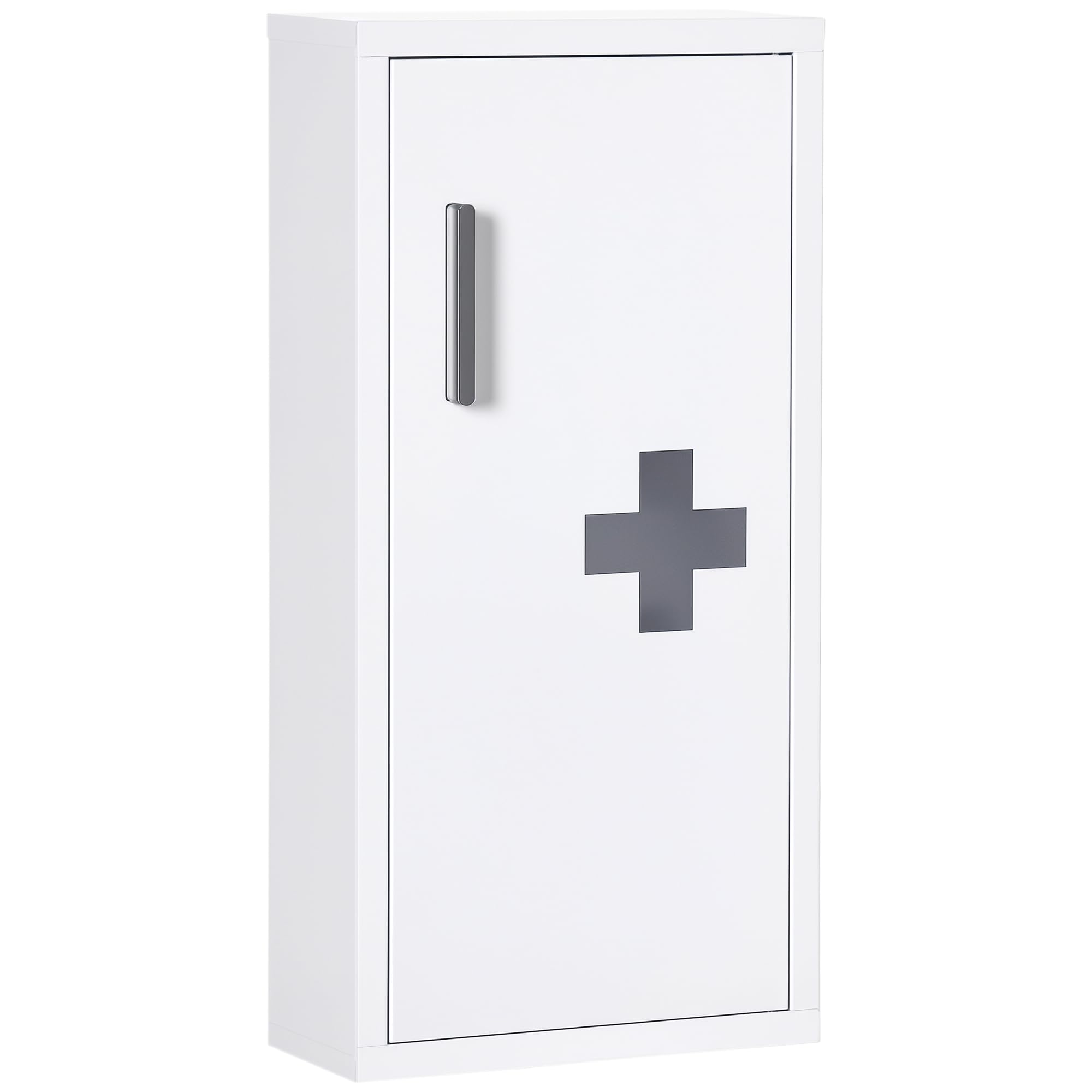 kleankin Medicine Cabinet Wall Mounted 2 Shelves 3 Levels with Magnetic Metal Door 30 x 12 x 60 cm White - Image 1