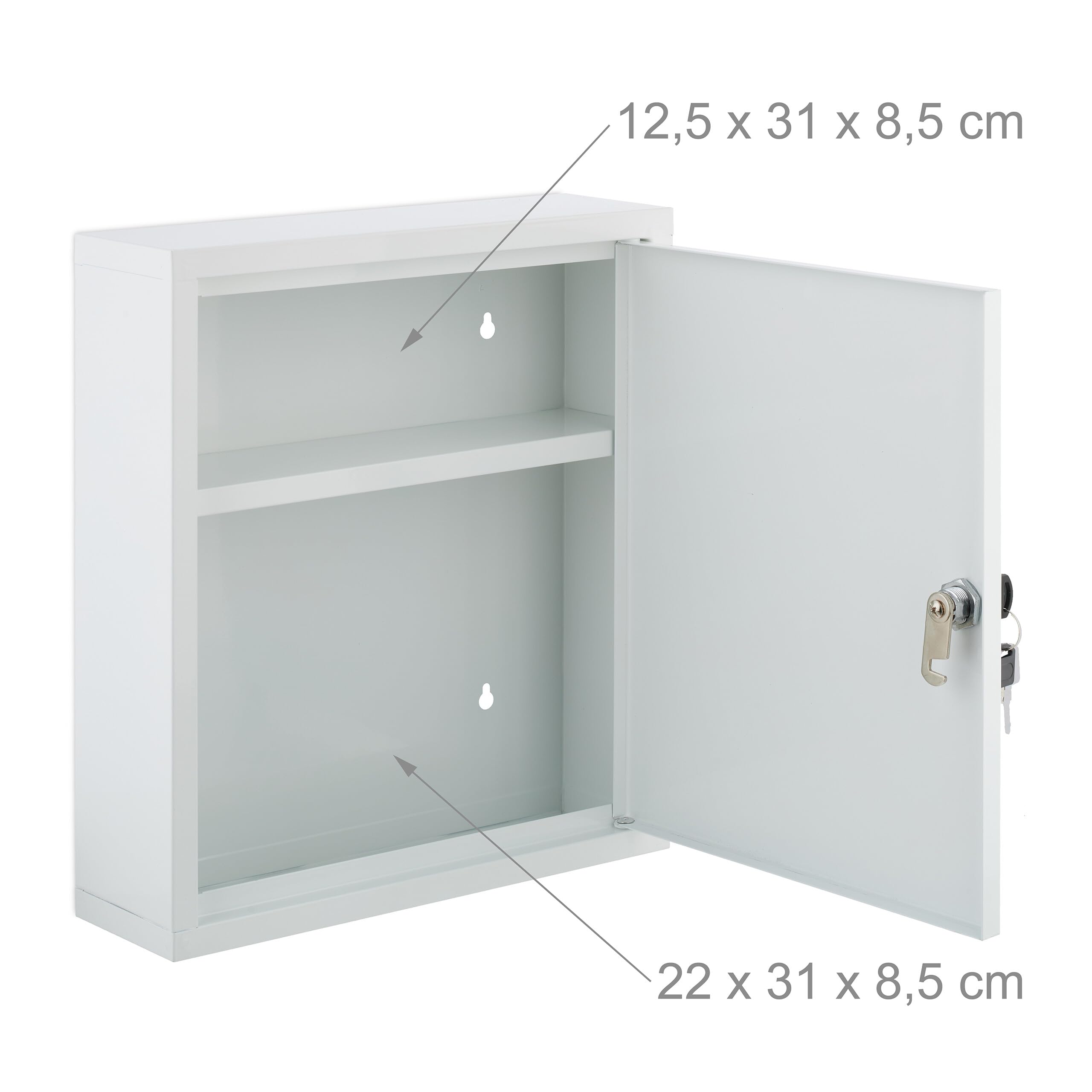 Relaxdays Medicine Cabinet, Lockable Cupboard, for Medicines, HxWxD: 36 x 31.5 x 10 cm, for hanging, White - Green - Image 3