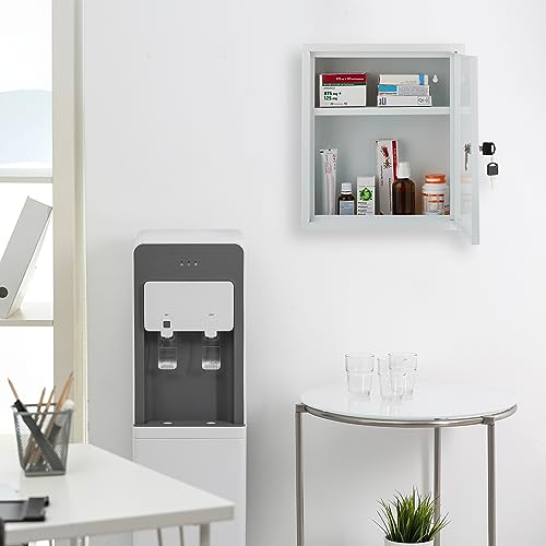 Relaxdays Medicine Cabinet, Lockable Cupboard, for Medicines, HxWxD: 36 x 31.5 x 10 cm, for hanging, White - Green - Image 6