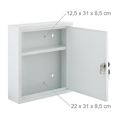 Relaxdays Medicine Cabinet, Lockable Cupboard, for Medicines, HxWxD: 36 x 31.5 x 10 cm, for hanging, White - Green - Image 9
