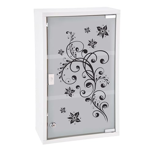 Spetebo White Printed Frosted Glass Metal Medical Cabinet Lockable Cabinet - Image 2