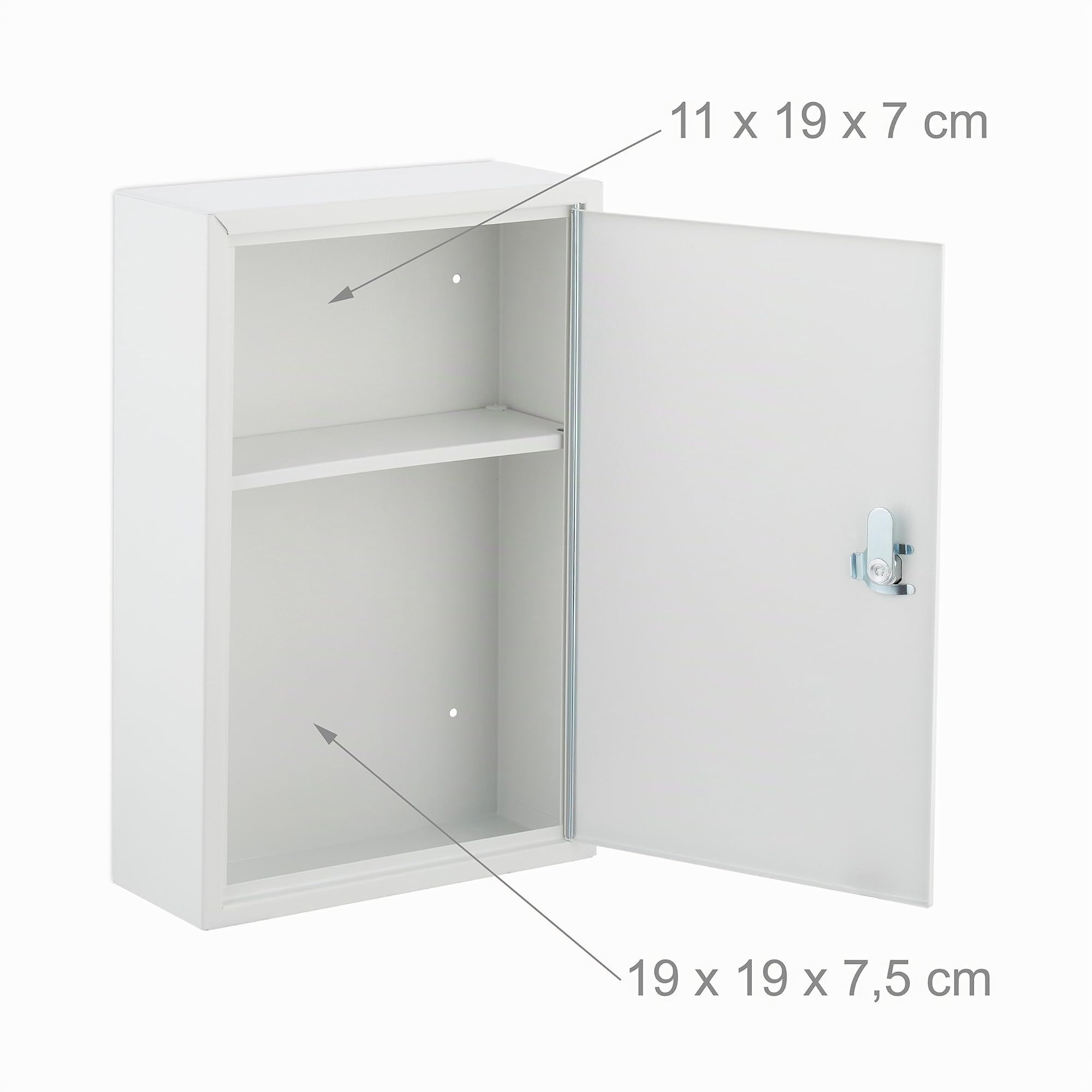 Relaxdays Medicine Cabinet, Lockable, 2 Levels, Steel, HxWxD: 32x21.5x8cm, hanging, White - Grey - Image 5