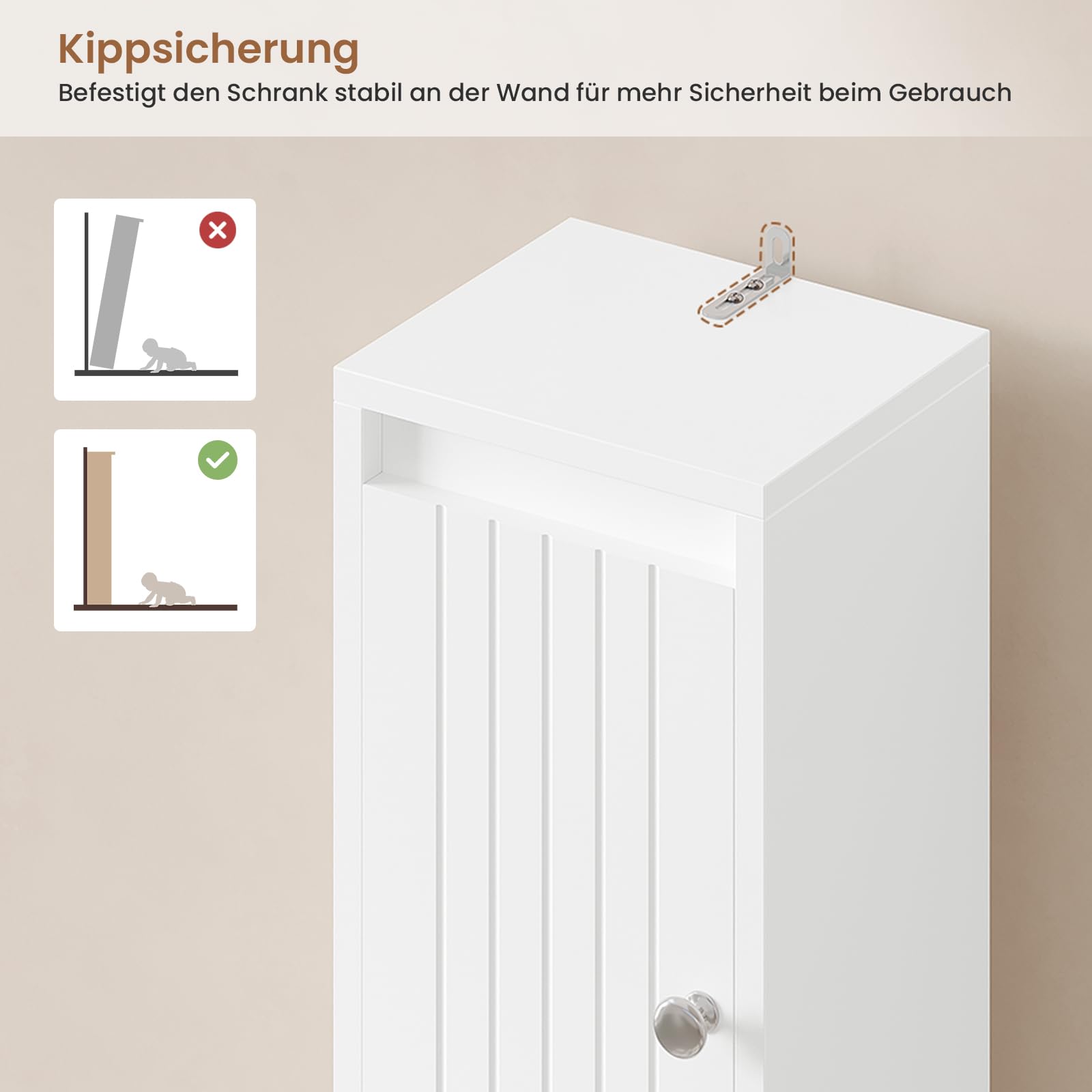 Bathroom Column Storage Unit with Adjustable Shelves, 2 Drawers, Open Compartments, Tall Toilet Cabinet for Small Spaces, White, 20 x 20 x 180 cm - Image 5