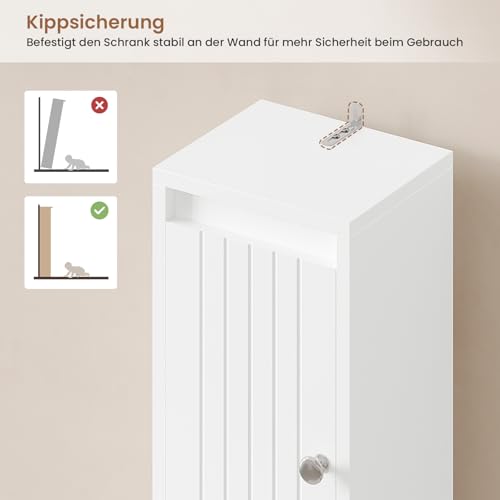 Bathroom Column Storage Unit with Adjustable Shelves, 2 Drawers, Open Compartments, Tall Toilet Cabinet for Small Spaces, White, 20 x 20 x 180 cm - Image 12