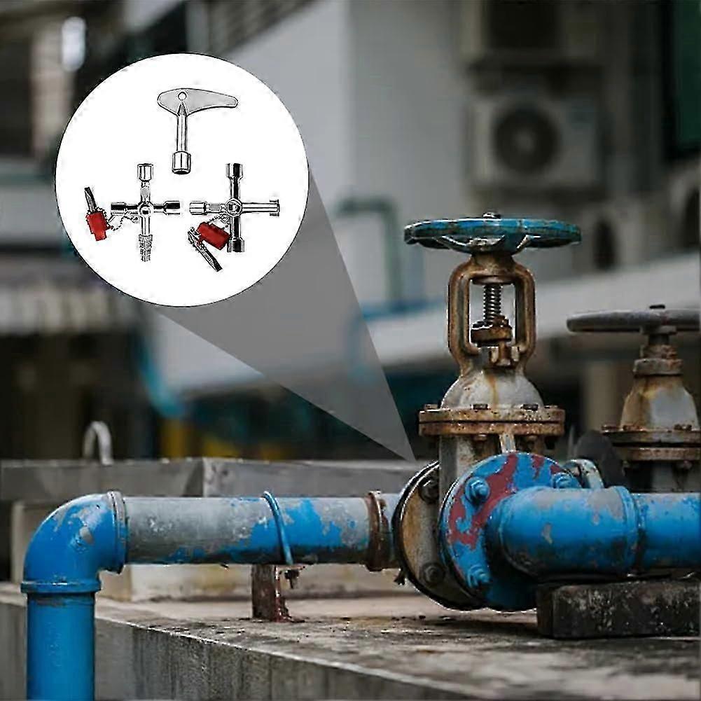3-teilige Wasserhahnschlüssel, universeller Kreuz-Schaltschrankschlüssel, 4-Wege-Multifunktionsschlüssel, elektrischer Schaltschrankschlüssel, für elektrisches Wasser, Gaszähler, Schrankkasten - Image 5