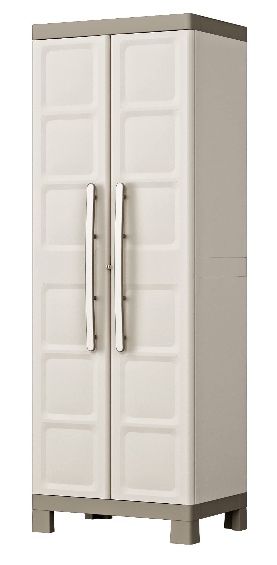 Keter Excellence Utility Cabinet - Multifunctional Resin Storage Cabinet - Adjustable Shelves, Raised Legs - Kitchen, Garage, Workshop, Closet, 68 x 39 x 182 cm, Sand/Earth - Image 1