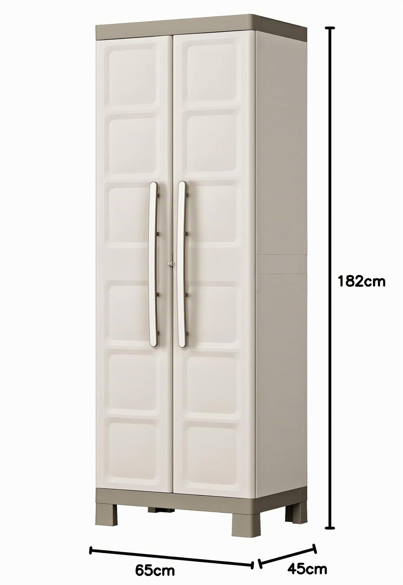 Keter Excellence Utility Cabinet - Multifunctional Resin Storage Cabinet - Adjustable Shelves, Raised Legs - Kitchen, Garage, Workshop, Closet, 68 x 39 x 182 cm, Sand/Earth - Image 3