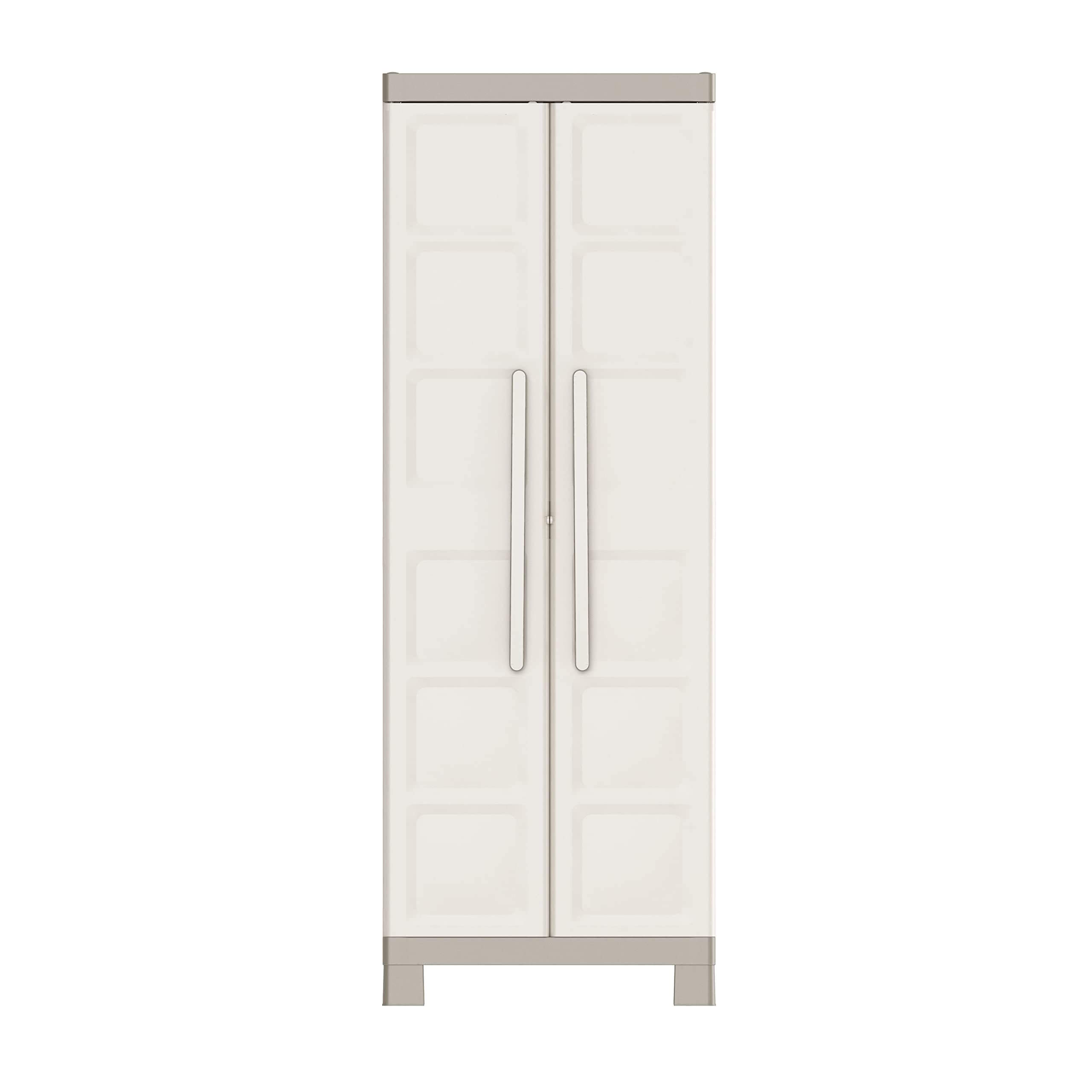 Keter Excellence Utility Cabinet - Multifunctional Resin Storage Cabinet - Adjustable Shelves, Raised Legs - Kitchen, Garage, Workshop, Closet, 68 x 39 x 182 cm, Sand/Earth - Image 4