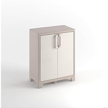 Keter Excellence Utility Cabinet - Multifunctional Resin Storage Cabinet - Adjustable Shelves, Raised Legs - Kitchen, Garage, Workshop, Closet, 68 x 39 x 182 cm, Sand/Earth - Image 5