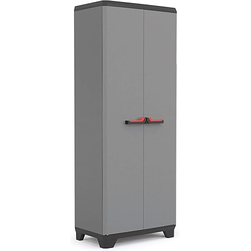 Keter Excellence Utility Cabinet - Multifunctional Resin Storage Cabinet - Adjustable Shelves, Raised Legs - Kitchen, Garage, Workshop, Closet, 68 x 39 x 182 cm, Sand/Earth - Image 7