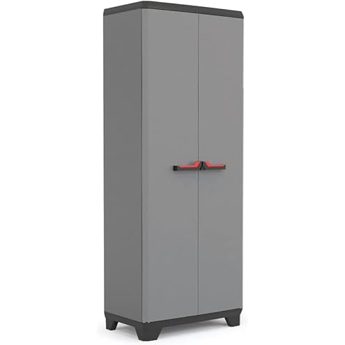 Keter Excellence Utility Cabinet - Multifunctional Resin Storage Cabinet - Adjustable Shelves, Raised Legs - Kitchen, Garage, Workshop, Closet, 68 x 39 x 182 cm, Sand/Earth - Image 11